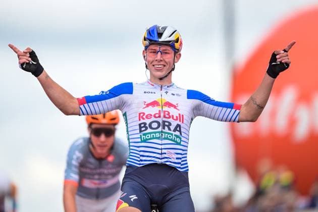 New Zealander Laurence Pithie of Red Bull-BORA-hansgrohe celebrates as he crosses the finish line to win the third stage of the Tour De Wallonie cycling race, from Habay to Vaux-sur-SÃ»re (176,9 km), on Wednesday 03 June 2026. DAVIDxPINTENS  x175841464x