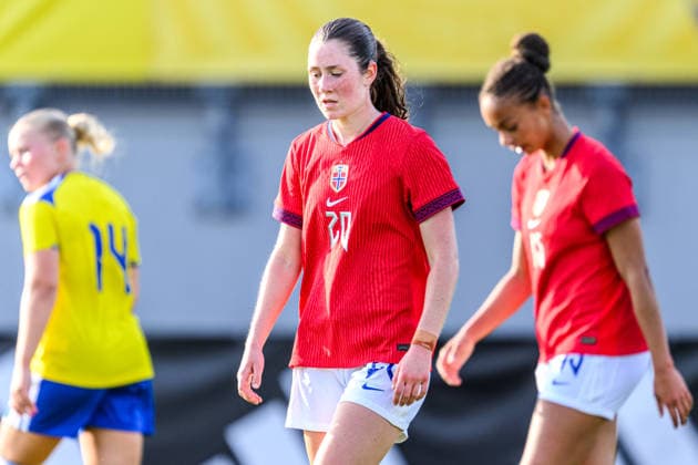 260603 Froya Brennskag Dorsin and Emilie osteras of Norway looks dejected during the U23 womenÂs international friendly football match between Sweden and Norway on June 3, 2026 in Kalmar Photo Suvad Mrkonjic BILDBYRAN COP 170 SM0467 fotboll football soccer fotball u23 under 23 sverige sweden norge norway dam bbeng depp  Copyright: SUVADxMRKONJIC BB260603SM104