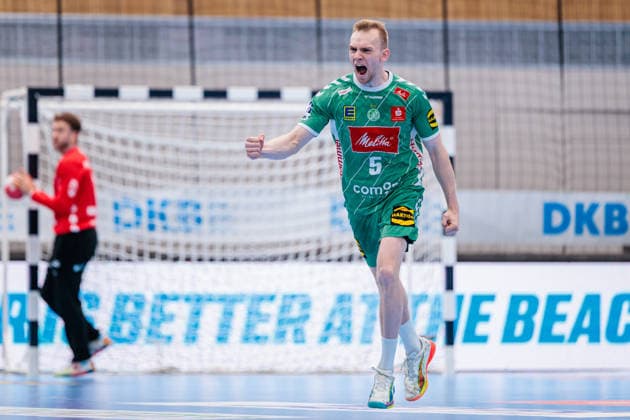 Florian Kranzmann GWD Minden, 05 celebrates a goal GER, GWD Minden vs THW Kiel, Handball, 1 Bundesliga, Matchday 33, Season 2025 2026, 03 06 2026 GER, GWD Minden vs THW Kiel, Handball, 1 Bundesliga, Matchday 33, Season 2025 2026, 03 06 2026 Minden Copyright: xEibner-Pressefoto JanxRollingerx EP_JSK