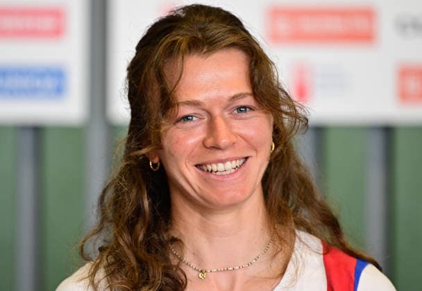 Kanu, ICF Slalom Weltcup in Prag - Troja, PRessekonferenz Czech canoeist Amalie Hilgertova attends a press conference, PK, Pressekonferenz prior to ICF Canoe Slalom World Cup 2026 on June 3, 2026, in Prague, Czech Republic. World Cup slalom races to be held June 5-7 in Troja, Prague. (CTKxPhoto RomanxVondrous) CTKPhotoP2026060306174  CTKPhotoP2026060306174