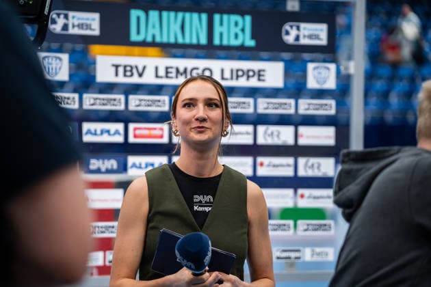 TBV Lemgo Lippe GER vs SC DHfK Leipzig GER , Handball, Daikin Handball Bundesliga, 33 Matchday, 3 6 2026, Season 2025 2026, Lemgo Hannah Nitsche Sports presenter, Dyn Lemgo Phoenix Contact Arena Germany