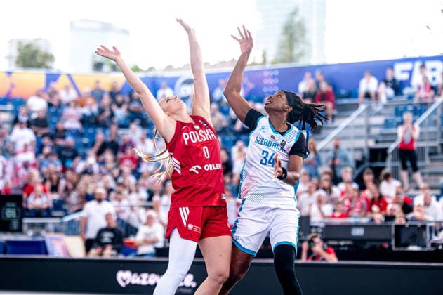 Basketball, FIBA 3x3 WM in Warschau, Frauen, Polen - Aserbaidschan Warszawa 03.06.2026. 3x3 Basketball World Cup Day 3 in Warsaw, Poland. Poland - Azerbaijan match --- Mistrzostwa Swiata w koszykowce 3x3 Dzien 3 w Warszawie. Mecz Polska - Azerbejdzan Persons Shown : Aleksandra Ziemborska Brianna Fraser Fot. Kai Taller Arena Akcji NEWSPIX.PL --- newspix.pl 