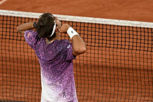 2026 French Open (Roland-Garros) - Day 11 PARIS, FRANCE - JUNE 3: Flavio Cobolli of Italy celebrates after winning the Men s Singles quarter-final match against Felix Auger-Aliassime (not seen) of Canada on the eleventh day of the French Open at Philippe-Chatrier Court in Paris, France, on June 3, 2026. Burak Akbulut Anadolu Paris France. Editorial use only. Please get in touch for any other usage.  Copyright: x2026xAnadoluxBurakxAkbulutx