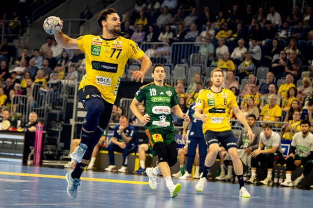 03 06 2026, xdaymx, Handball Daikin HBL, Rhein Neckar Loewen TSV Hannover Burgdorf vl Dani Baijens Rhein Neckar Löwen with the goal finish DFL DFB REGULATIONS PROHIBIT ANY USE OF PHOTOGRAPHS as IMAGE SEQUENCES and or QUASI VIDEO Mannheim