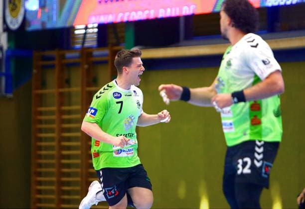 Cheering Yannick Terhaer Emsdetten handball qualifying match for the 2 league EHV Aue TV Emsdetten on 3 6 2026 EHV Aue TV Emsdetten