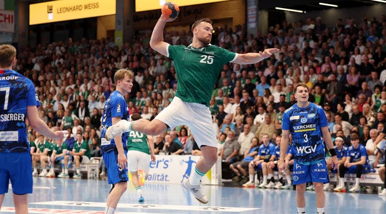 Göppingen Handball Frisch Auf Göppingen vs TVB Stuttgart, Ludvig Jurmala Aström Göppingen, on the ball