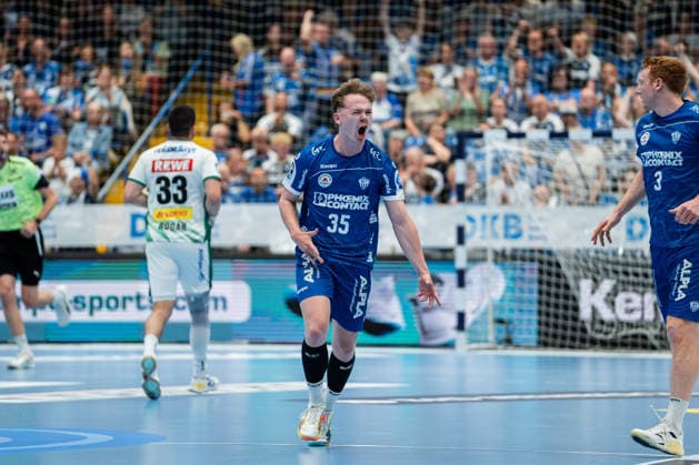 TBV Lemgo Lippe GER vs SC DHfK Leipzig GER , Handball, Daikin Handball Bundesliga, 33 Matchday, 3 6 2026, Season 2025 2026, Lemgo Jarnes Faust TBV Lemgo Lippe, 35 cheers after a goal Lemgo Phoenix Contact Arena Germany