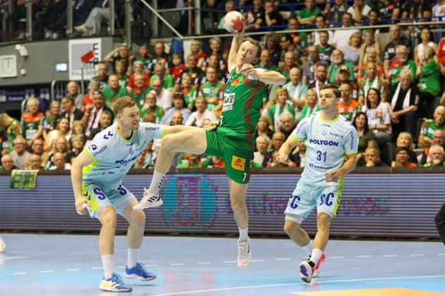 03 06 2026, xgox, Handball Daikin HBL SC Magdeburg VfL Gummersbach emspor, v l Felix Claar Magdeburg, 7 wirft Tor, Torschuetze, erzielt Tor, Treffer, scores the goal Magdeburg