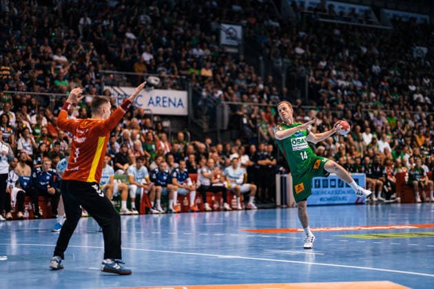 Germany HBL DAIKIN Handball Bundesliga 2025 2026, Matchday 33 SC Magdeburg vs VfL Gummersbach GETEC Arena Magdeburg Omar Ingi Magnusson SC Magdeburg, 14 on the ball Copyright: xTomxLauruschkatx
