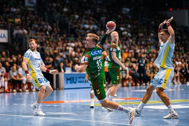 Germany HBL DAIKIN Handball Bundesliga 2025 2026, Matchday 33 SC Magdeburg vs VfL Gummersbach GETEC Arena Magdeburg Gisli Kristjansson SC Magdeburg, 10 on the ball Copyright: xTomxLauruschkatx