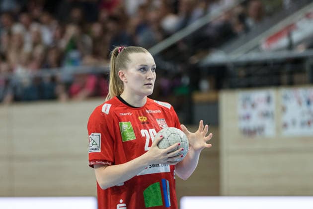 Cara Reuthal Halle, 26 , SV Union Halle Neustadt vs Füchse Berlin, Spreefüxxe, Handball Bundesliga Frauen, Relegation, First leg, Season 2025 26, 03 06 2026 Halle SWH Arena Sachsen Anhalt Germany