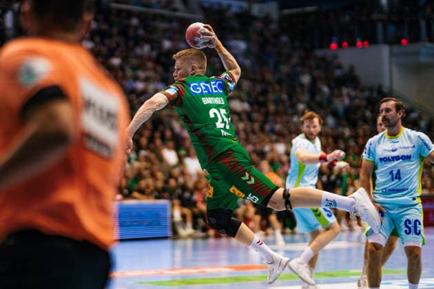 Germany HBL DAIKIN Handball Bundesliga 2025 2026, 33 Matchday SC Magdeburg vs VfL Gummersbach GETEC Arena Magdeburg Sebastian Barthold SC Magdeburg, 25 on the ball Copyright: xTomxLauruschkatx