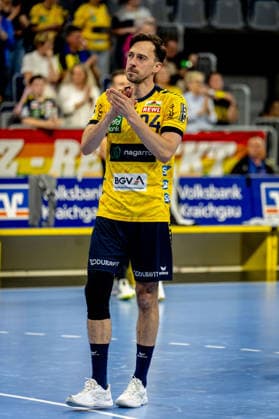 03 06 2026, xdaymx, Handball Daikin HBL, Rhein Neckar Loewen TSV Hannover Burgdorf Patrick Groetzki Rhein Neckar Löwen after the final whistle DFL DFB REGULATIONS PROHIBIT ANY USE OF PHOTOGRAPHS as IMAGE SEQUENCES and or QUASI VIDEO Mannheim