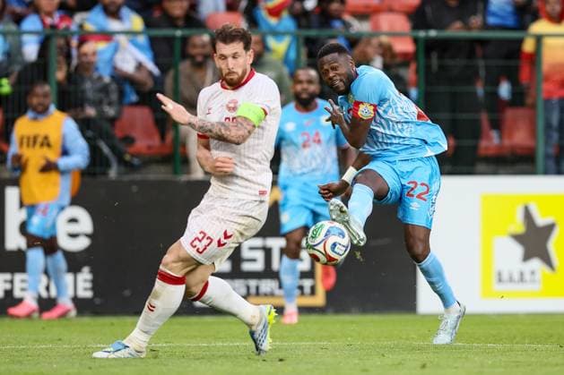 Fußball, Testspiel, DR Kongo - Dänemark #2 Congolese captain Chancel Mbemba pictured in action during a friendly soccer game between the national teams of DR Congo and Denmark, Wednesday 03 June 2026 in Liege, in preparation of the upcoming the 2026 World Cup. BRUNOxFAHY  x175854009x