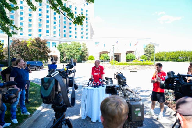 World Cup 2026 Greensboro , USA 20260603 Player manager Brede Hangeland meets the press outside the player hotel Grandover Resort in Greensboro Photo Fredrik Varfjell NTB Greensboro United States EDITORIAL USE ONLY RESTRICTED USE FOR BETTING COMPANIES  Copyright: xFredrikxVarfjellx xNTBx