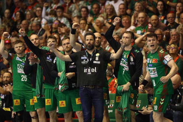 03 06 2026, xtgx, Handball, Daikin HBL, SC Magdeburg VfL Gummersbach v l Bennet Wiegert Magdeburg, Trainer Jubel, Torjubel, jubelt ueber das Tor, celebrate the goal, celebration Magdeburg