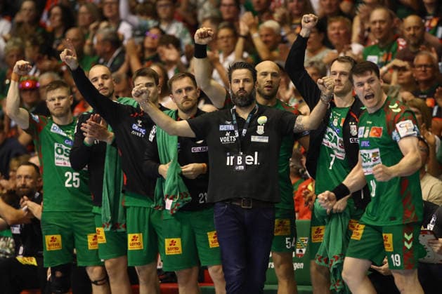 03 06 2026, xtgx, Handball, Daikin HBL, SC Magdeburg VfL Gummersbach v l Bennet Wiegert Magdeburg, Trainer Jubel, Torjubel, jubelt ueber das Tor, celebrate the goal, celebration Magdeburg