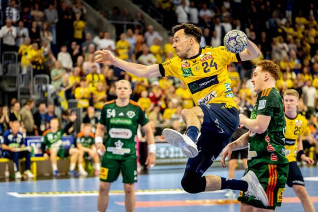 03 06 2026, xdaymx, Handball Daikin HBL, Rhein Neckar Loewen TSV Hannover Burgdorf Goal finish by Patrick Groetzki Rhein Neckar Löwen DFL DFB REGULATIONS PROHIBIT ANY USE OF PHOTOGRAPHS as IMAGE SEQUENCES and or QUASI VIDEO Mannheim