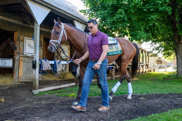 June 3, 2026, USA: Renegade prepares to workout at Saratoga Racecourse in Saratoga Springs, New York on June 3, 2026. Eclipse Sportswire CSM Horse Racing 2026: Belmont Stakes Preparations JUN 3  - ZUMAcs17 20260603_faf_cs17_017 Copyright: x CarlosxJ.xCalox