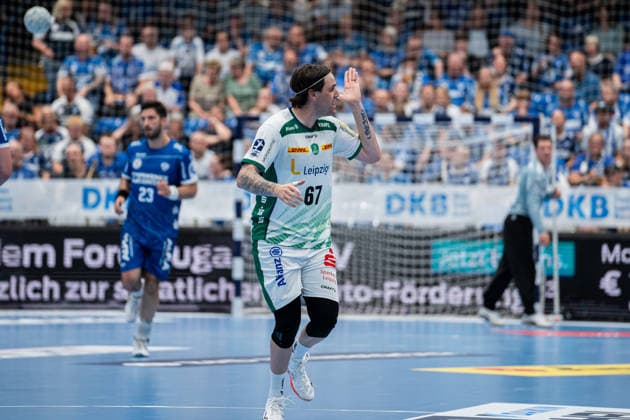 TBV Lemgo Lippe GER vs SC DHfK Leipzig GER , Handball, Daikin Handball Bundesliga, 33 Matchday, 3 6 2026, Season 2025 2026, Lemgo Dean Bombac SC DHfK Leipzig, 67 complains Lemgo Phoenix Contact Arena Germany