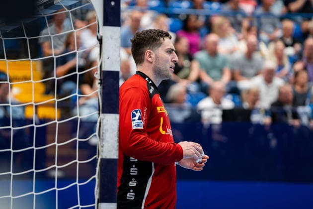 TBV Lemgo Lippe GER vs SC DHfK Leipzig GER , Handball, Daikin Handball Bundesliga, 33 Matchday, 3 6 2026, Season 2025 2026, Lemgo Domenico Ebner SC DHfK Leipzig, 01 in goal Lemgo Phoenix Contact Arena Germany