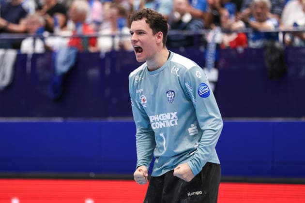 2026 06 03, xkwix, Handball, HBL, TBV Lemgo Lippe SC DHfK Leipzig, PHOENIX CONTACT arena, 33 Matchday, Season 2025 2026 Constantin Möstl TBV Lemgo Lippe 1 cheering Photo xKamilxWilkowskixPressefotoKochx North Rhine-Westphalia Germany
