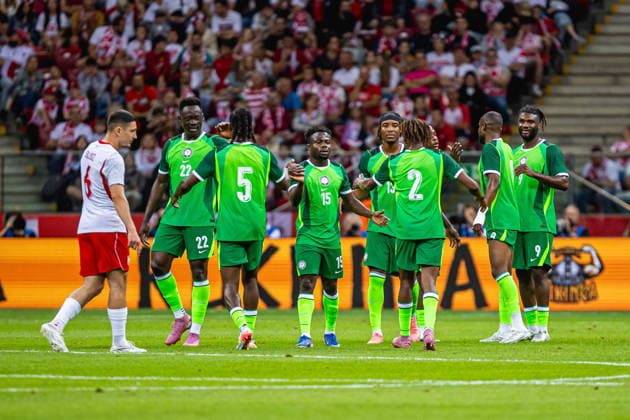 Fußball, Testspiel, Polen - Nigeria #5 Warszawa 03.06.2026. Friendly match between Poland and Nigeria in Warsaw, Poland on June 3, 2026. --- Pilka nozna mecz towarzyski Polska - Nigeria w Warszawie, Polska 3 czerwca 2026 Persons Shown: radosc pilkarzy Reprezentacji Nigerii po zdobyciu gola dla swojej druzyny, players of Nigeria celebrate after scoring a goal Fot. Rafal Baranski Arena Akcji NEWSPIX.PL --- newspix.pl 