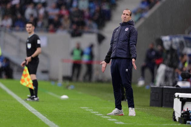 Jeff Strasser coach Luxembourg is disappointed, frustrated, disappointment, frustration, emotions football, season 2025 2026, friendly match, international match 03 06 2026 national team Luxembourg Italy LUX vs ITA Stade de Luxembourg, Luxembourg