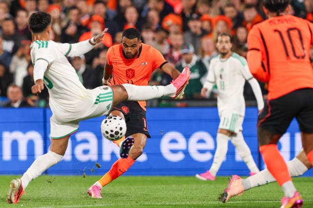 Fußball, Testspiel, Niederlande - Algerien #4 2026-06-03 Netherlands v Algeria - Friendly international football match ROTTERDAM, NETHERLANDS - JUNE 3: Cody Gakpo of Netherlands shoots the ball during the Friendly international football match match between Netherlands and Algeria at Stadion Feijenoord on June 3, 2026 in Rotterdam, Netherlands. Rotterdam Stadion Feijenoord Netherlands Content not available for redistribution in The Netherlands directly or indirectly through any third parties. Copyright: xHansxvanxderxValkx