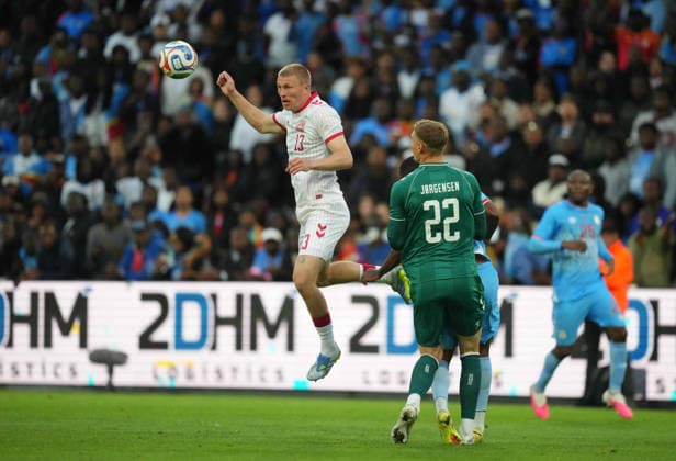 Rasmus Kristensen Denmark controls the ball during DR Congo and Denmark, UEFA International Friendly, Stade Maurice Dufrasne, Liege, Belgium on June 3, 2026 Thor Wegner DeFodi Images Photo by DeFodi Images