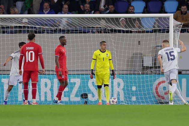 Anthony Moris Goalkeeper Luxembourg 1 and Christopher Martins Luxembourg 8 are disappointed, frustrated, disappointment, frustration, emotions after goal Soccer, 2025 2026 season, friendly match, international match 03 06 2026 national team Luxembourg Italy LUX vs ITA Stade de Luxembourg, Luxembourg
