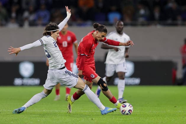 Hamza Kadamani Luxembourg 20 in duel with Niccolo Fortini Italy 25 Football, Season 2025 2026, Friendly match, International match 03 06 2026 National team Luxembourg Italy LUX vs ITA Stade de Luxembourg, Luxembourg