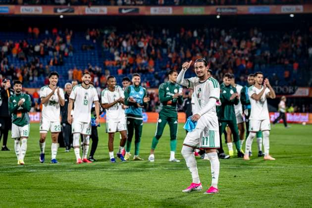 ROTTERDAM Match winner Anis Hadj Moussa of Algeria during the 2026 World Cup friendly match between the Netherlands and Algeria at Stadium De Kuip on June 3, 2026, in Rotterdam, the Netherlands Photo by Stefan Koops EYE4IMAGES DeFodi Images