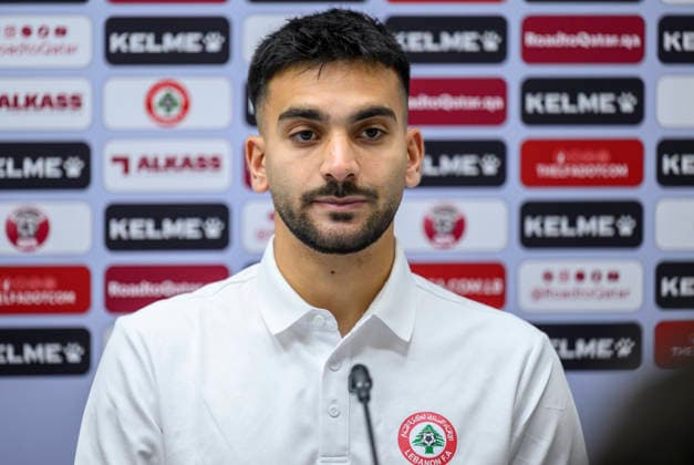 Lebanon team press conference, PK, Pressekonferenz and Training Lebanon national team, Nationalteam player Gabriel Bitar is attending a press conference ahead of the Asian Cup Saudi Arabia 2027 Qualifiers Group B match between Lebanon and Yemen at Grand Hamad Stadium in Doha, Qatar, on June 3, 2026. DOHA Qatar Copyright: xNOUSHADx