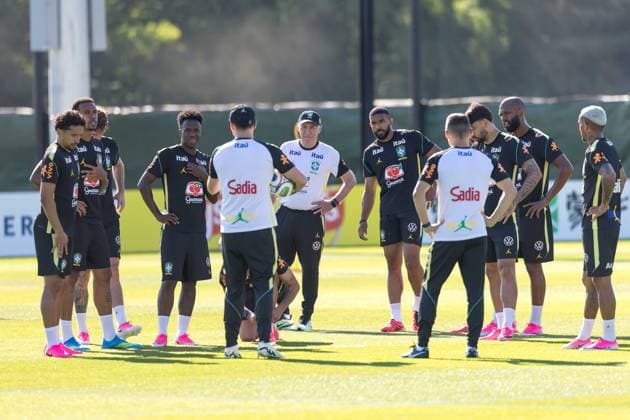 The Brazilian national team, Nationalteam during training in New Jersey, United States. Carlo Ancelotti and players of the Brazilian national team during training at the New York Red Bulls Training Center in Columbia Park, in the city of Morristown, New Jersey, United States, this Wednesday, June 3, 2026. Morristown Columbia Park NJ UNITED STATES Copyright: xWilliamxVolcovx