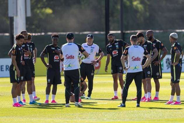 The Brazilian national team, Nationalteam during training in New Jersey, United States. Carlo Ancelotti and players of the Brazilian national team during training at the New York Red Bulls Training Center in Columbia Park, in the city of Morristown, New Jersey, United States, this Wednesday, June 3, 2026. Morristown Columbia Park NJ UNITED STATES Copyright: xWilliamxVolcovx
