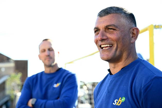 SPORTSBET WORLD CUP CAMPAIGN LAUNCH, Former Scocceroos Mark Schwarzer and John Aloisi during a Sportsbet promotional event ahead of the FIFA 2026 World Cup, at Cockatoo Island in Sydney, Thursday, June 4, 2026. (AAP Image) NO ARCHIVING NO ARCHIVING SYDNEY NEW SOUTH WALES AUSTRALIA  Copyright: xAAPxIMAGEx 20260604119670973749