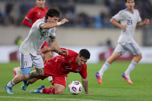 Mica Pinto Luxembourg 17 Michael Pinto in duel with Luigi Cherubini Italy 7 Soccer, Season 2025 2026, Friendly match, International match 03 06 2026 National team Luxembourg Italy LUX vs ITA Stade de Luxembourg, Luxembourg