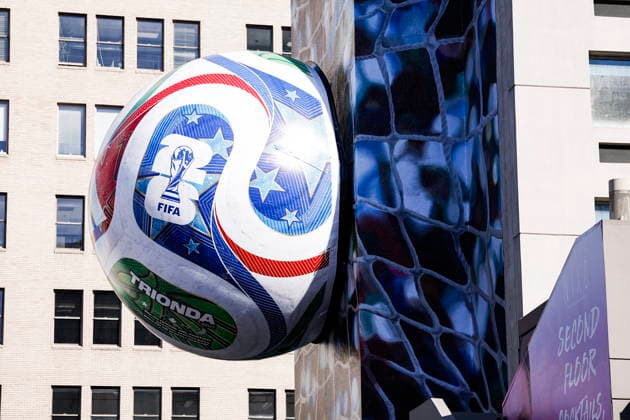 Los Angeles showcases World Cup features ahead of matches FIFA World Cup, WM, Weltmeisterschaft, Fussball signage is displayed at L.A. Live in downtown Los Angeles, California, USA, 03 June 2026. The city is preparing to host matches during the upcoming FIFA World Cup, with venues and public spaces featuring tournament branding. LOS ANGELES CALIFORNIA UNITED STATES  Copyright: xCHRISxTORRESx
