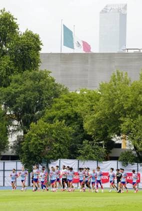 Football: Japan players train in Mexico Members of the Japan men s national football team train on June 3, 2026, during their pre-World Cup camp in Monterrey, Mexico.  A14AA0005617663P