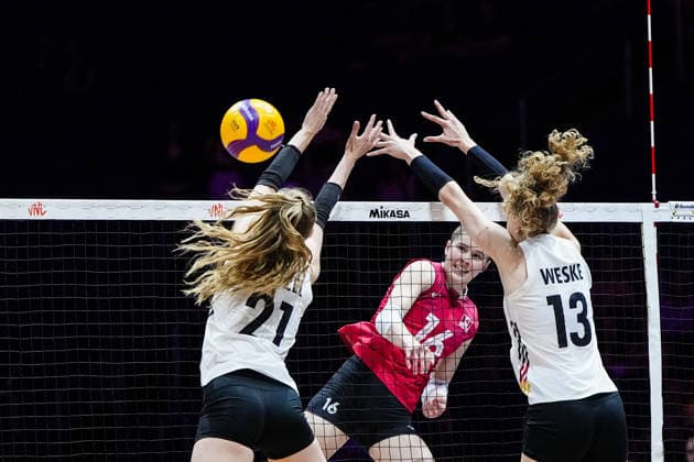 2026 Women s Volleyball Nations League - Day1 Abagayle Guezen of Canada competes during the 2026 Women s Volleyball Nations League match between Germany and Canada at Videotron Centre on June 3, 2026, in Quebec City, Canada. Quebec City Quebec Canada  Copyright: xYuanxTianx originalFilename:tian-2026wome260603_np3pb.jpg