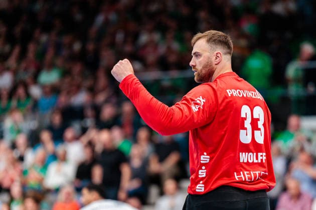 Andreas Wolff THW Kiel, 33 cheers GER, GWD Minden vs THW Kiel, Handball, 1 Bundesliga, 33 Matchday, Season 2025 2026, 03 06 2026 GER, GWD Minden vs THW Kiel, Handball, 1 Bundesliga, 33 Matchday, Season 2025 2026, 03 06 2026 Minden Copyright: xEibner-Pressefoto JanxRollingerx EP_JSK