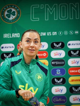 Republic of Ireland WNT press conference, PK, Pressekonferenz SuperValu Pairc UiChaoimh, Cork 4 6 2026 Katie McCabe Katie McCabe 4 6 2026  Copyright: x INPHO TomxMaherx RDR_3305