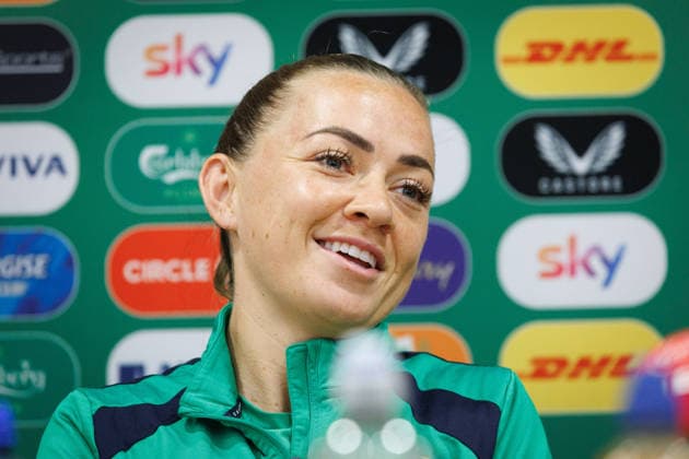 Republic of Ireland WNT press conference, PK, Pressekonferenz SuperValu Pairc UiChaoimh, Cork 4 6 2026 Katie McCabe Katie McCabe 4 6 2026  Copyright: x INPHO TomxMaherx RDR_4028