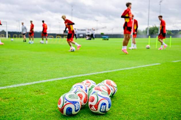 Belgian national football team - FIFA World Cup, WM, Weltmeisterschaft, Fussball 2026 - media activities 04 06 2026 TUBIZE, BELGIUM - JUNE 04 : Illustration picture balls pictured during a training session at the training grounds of the Royal Belgian Football Association ahead of the FIFA World Cup 2026 on June 4, 2026 in Tubize, Belgium, 04 06 2026 Tubize Belgium  Copyright: xJanxDexMeuleneirx