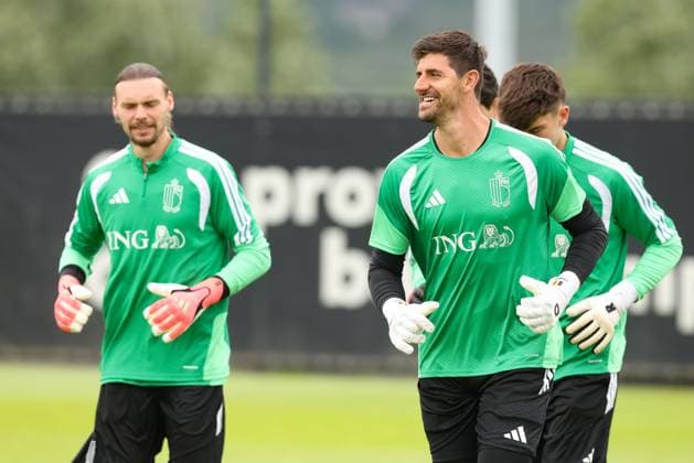 Belgium s goalkeeper Thibaut Courtois pictured during a training session of Belgian national soccer team Red Devils for the 2026 FIFA World Cup, WM, Weltmeisterschaft, Fussball at the Proximus Basecamp in Tubize, on Thursday 04 June 2026. Red Devils will play a friendly game against Tunisia on Sathurday before leaving for the 2026 FIFA World Cup. BRUNOxFAHY  x175907554x