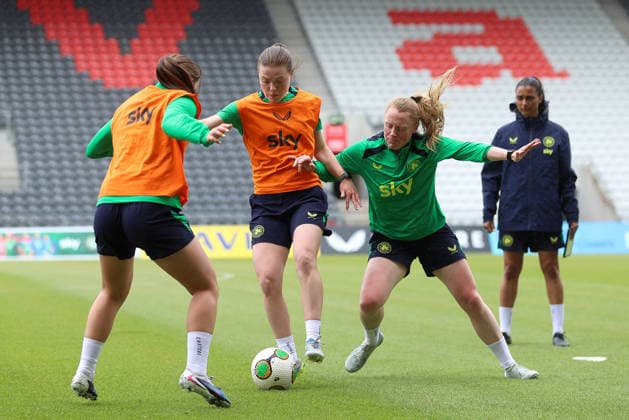 Republic of Ireland WNT Squad Training, SuperValu Pairc Ui Chaoimh, Cork 4 6 2026 Tyler Toland, Emily Murphy and Amber Barrett Tyler Toland, Emily Murphy and Amber Barrett 4 6 2026  Copyright: x INPHO TomxMaherx ISS_0136