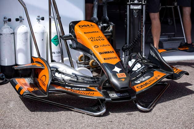 F1 - MONACO GRAND PRIX 2026 McLaren F1 Team MCL40, mechanical detail front wing aerodynamism, aerodynamic, aerodynamics during the Formula 1 Grand Prix de Canada 2026, 6th round of the 2026 Formula One World Championship, WM, Weltmeisterschaft from June 5 to 7, 2026 on the Circuit de Monaco, in Monte-Carlo, Monaco - Monte-CarloMonaco  Copyright: xXavixBonillax