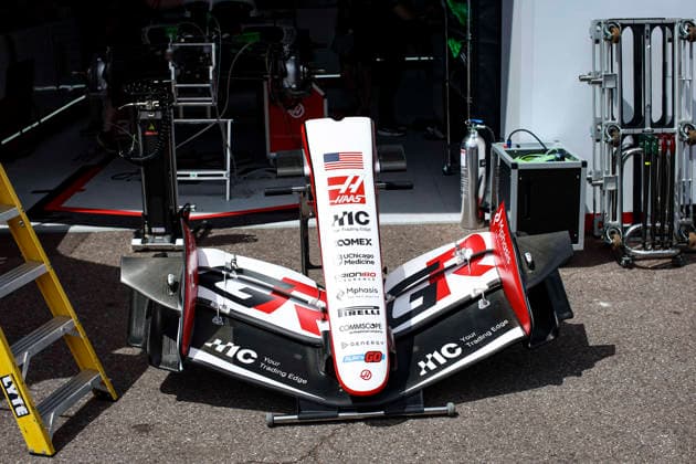 F1 - MONACO GRAND PRIX 2026 TGR Haas F1 Team VF-26, Mechanical detail front wing aerodynamism, aerodynamic, aerodynamics during the Formula 1 Grand Prix de Canada 2026, 6th round of the 2026 Formula One World Championship, WM, Weltmeisterschaft from June 5 to 7, 2026 on the Circuit de Monaco, in Monte-Carlo, Monaco - Monte-CarloMonaco  Copyright: xXavixBonillax