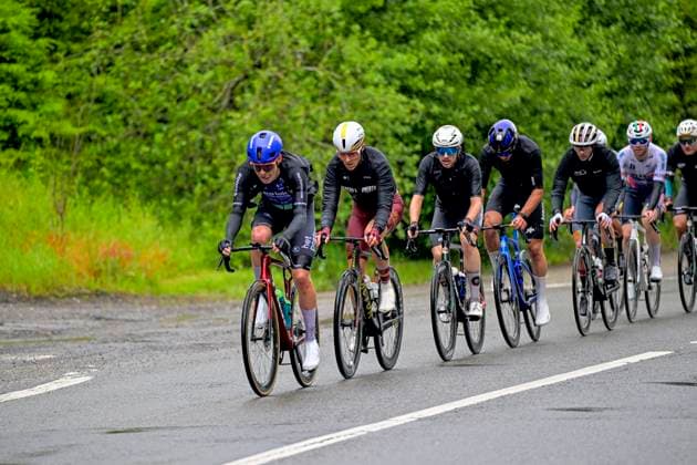 Tour de Wallonie 2026 Stage 4 EUPEN, BELGIUM - JUNE 04 : Florez Samuel (COL) of Modern Adventure Pro Cycling, Ronhaar Pim (NED) of Baloise Verzekeringen - Het Poetsbureau Lions, in the escape pack during stage 4 of the 47th edition of Ethias Tour de Wallonie an UCI ProSeries 2.Pro cycling road race stage for Men Elite of 166.7 km with start in Dison and finish in Eupen on June 4, 2026 in Eupen, Belgium, 04 06 2026 ( Motordriver Pieter Van Herzele - Eupen Belgium  Copyright: xSesx